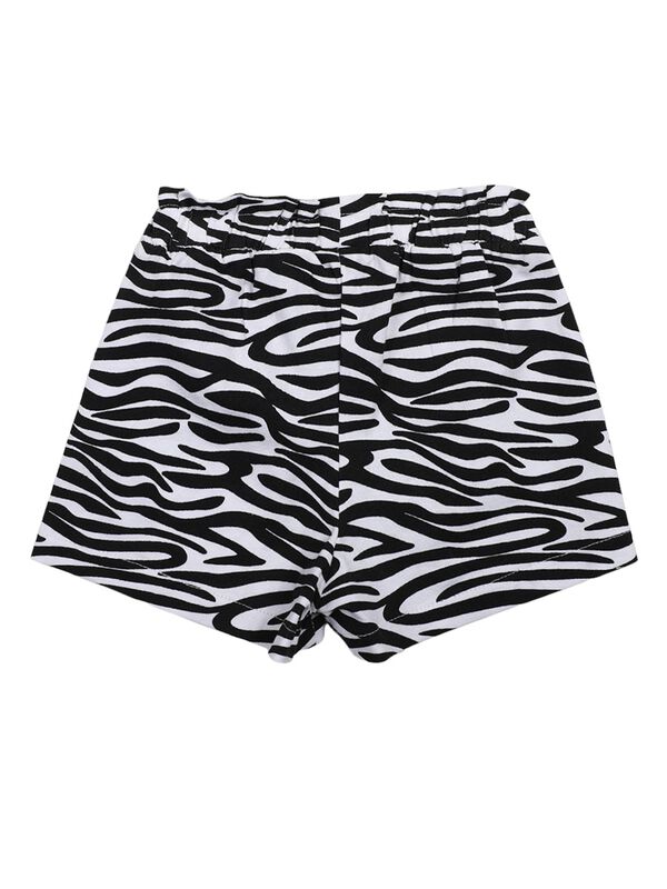 Girls White & Black Short Knitted Trouser image number 1